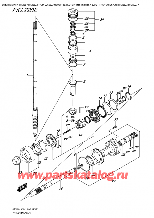  ,   , Suzuki DF225Z X/XX FROM 22503Z-810001~ (E01), Transmission (Df225Z)(Df250Z) -  (Df225Z) (Df250Z)