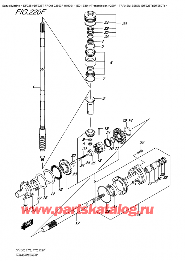  , , SUZUKI DF225T X/XX FROM 22503F-810001~ (E01)  2018 , Transmission   (Df225T)(Df250T) /  (Df225T) (Df250T)