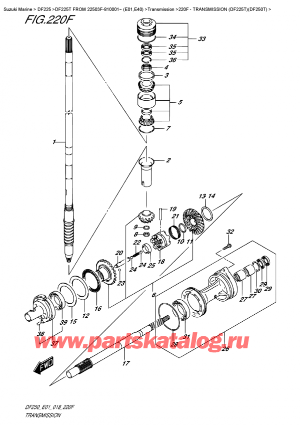  ,    ,  DF225T X/XX FROM 22503F-810001~ (E01)  2018 , Transmission   (Df225T)(Df250T)