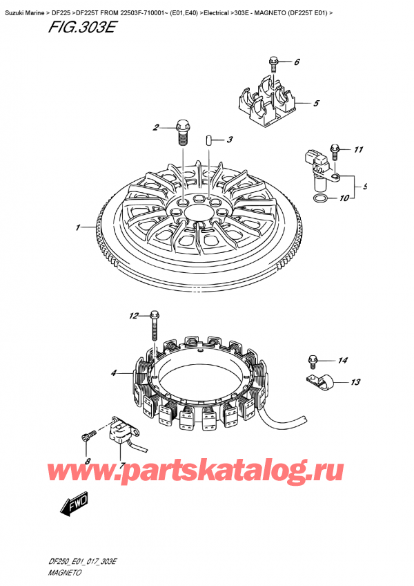   , , Suzuki DF225T X/XX FROM 22503F-710001~ (E01)  2017 , Magneto (Df225T  E01)