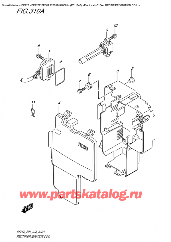 ����� ��������, �� ��������� ���������, ������ DF225Z X/XX FROM 22503Z-810001~ (E01) ������ 2018 ����, Rectifier/ignition  Coil