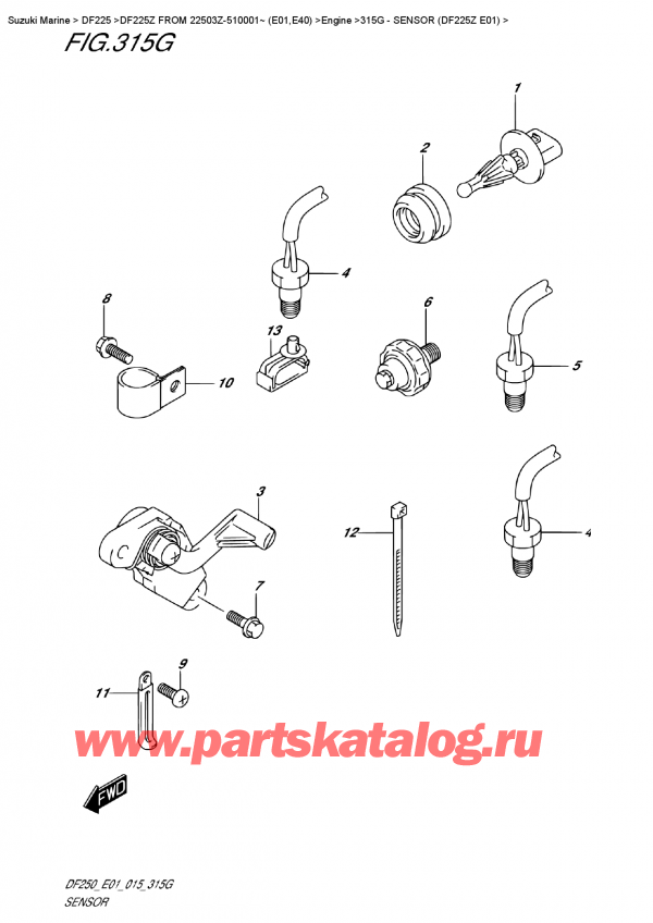 ������ �������������, �� �������� ��������� �����, SUZUKI DF225Z X / XX FROM 22503Z-510001~ (E01), ������ (Df225Z E01)