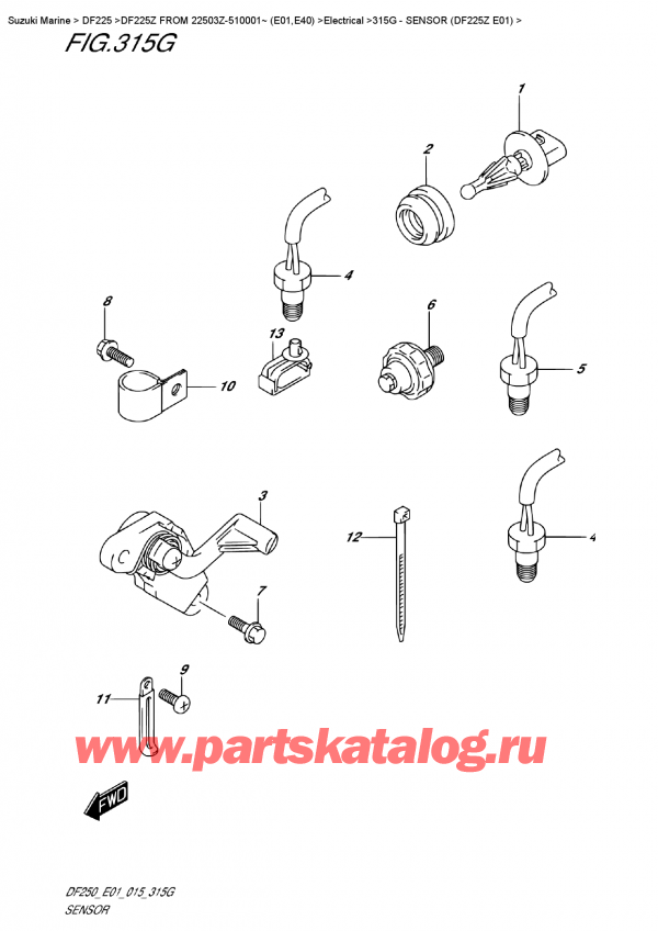 ��������, �� �����, SUZUKI DF225Z X / XX FROM 22503Z-510001~ (E01) ������ 2015 ����, Sensor (Df225Z  E01) - ������ (Df225Z E01)