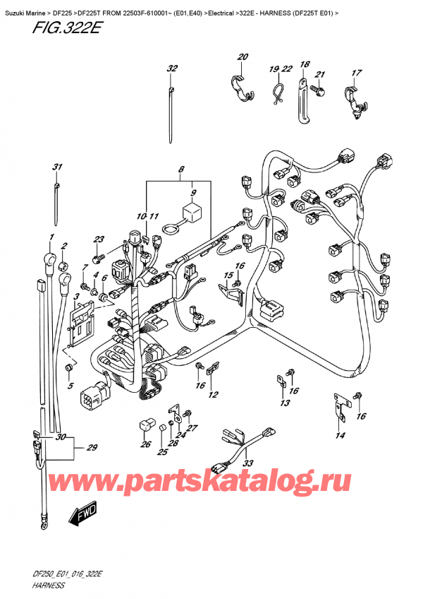 ��������� ��������, �� �������� �����, Suzuki DF225T X/XX FROM 22503F-610001~ (E01) , ���� �������� (Df225T E01) - Harness (Df225T  E01)