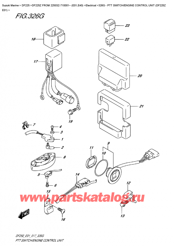 ,   , SUZUKI DF225Z X/XX FROM 22503Z-710001~ (E01)  2017 , Ptt  Switch/engine  Control  Unit  (Df225Z  E01)