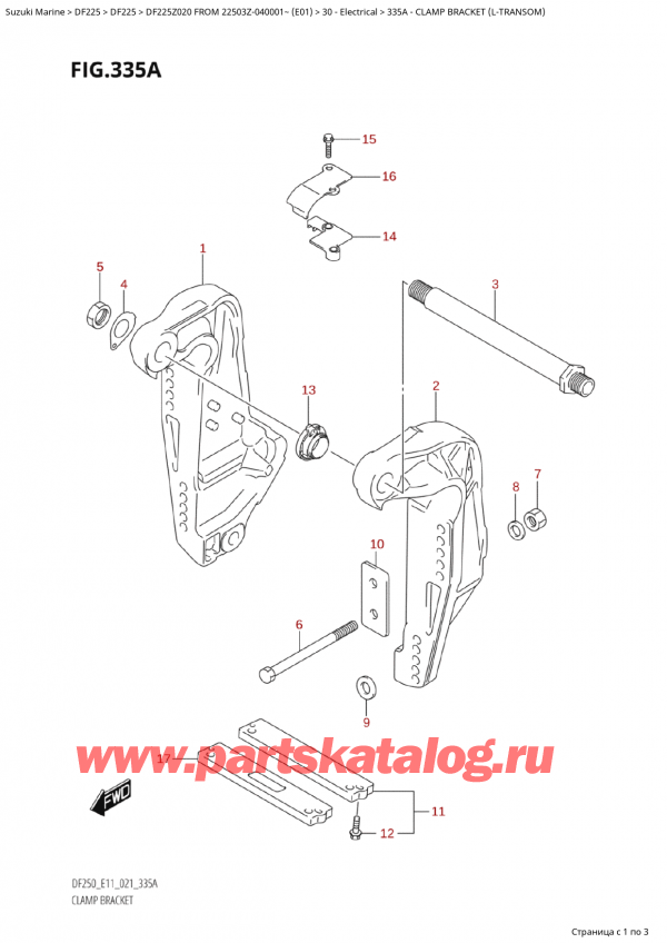 ,   , SUZUKI Suzuki DF225Z X / XX FROM 22503Z-040001~  (E01 020)  , Clamp Bracket (LTransom) -   (LTransom)