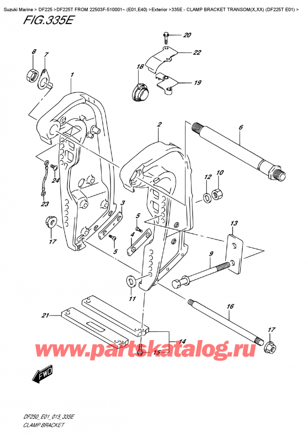   ,   , SUZUKI DF225T X / XX FROM 22503F-510001~ (E01), Clamp Bracket  Transom(X,xx)  (Df225T  E01) /   Transom (X, xx) (Df225T E01)