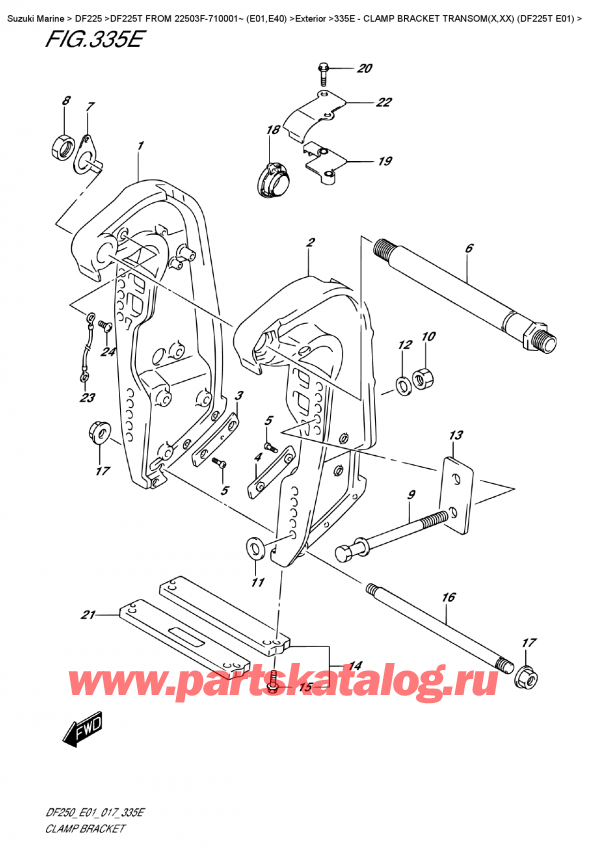  ,   , Suzuki DF225T X/XX FROM 22503F-710001~ (E01),   Transom (X, xx) (Df225T E01) - Clamp Bracket  Transom(X,xx)  (Df225T  E01)