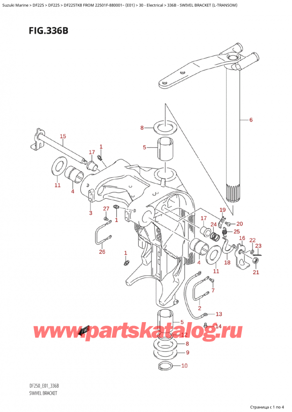  ,   , Suzuki Suzuki DF225TK8 XX/ XXX FROM 22501F-880001~ (E01),   (LTransom) / Swivel Bracket (LTransom)