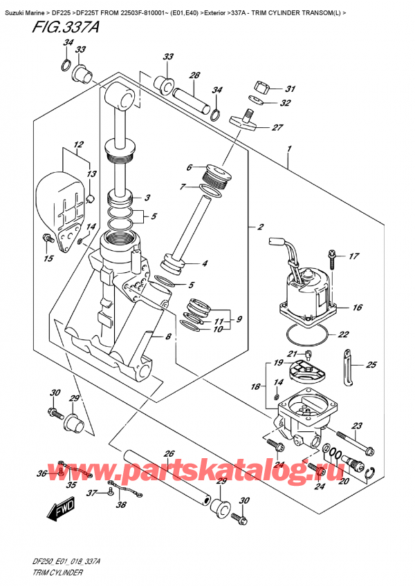  ,    , Suzuki DF225T X/XX FROM 22503F-810001~ (E01), Trim  Cylinder  Transom(L)