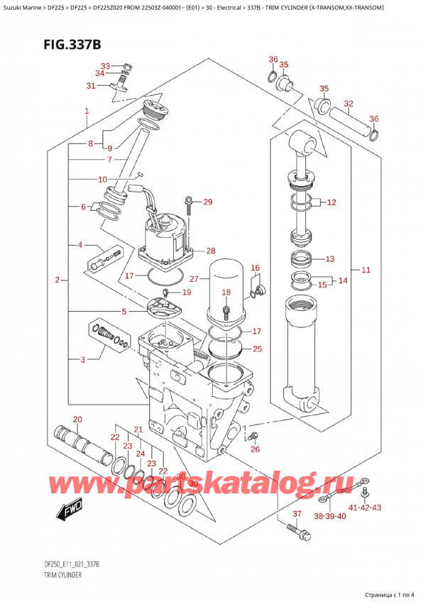 ,   , SUZUKI Suzuki DF225Z X / XX FROM 22503Z-040001~  (E01 020)    2020 , Trim Cylinder (XTransom,XxTransom) -   (XTransom, XxTransom)