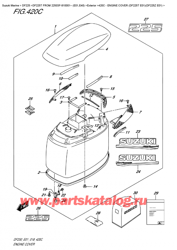 ������ ��������, �� ��������� ���������, Suzuki DF225T X/XX FROM 22503F-810001~ (E01) ������ 2018 ����, ������ ��������� (�����) (Df225T E01) (Df225Z E01)
