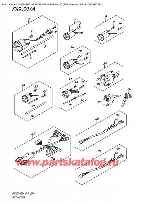  ,  , Suzuki DF225T X / XX FROM 22503F-510001~ (E01)  2015 , Opt:meter