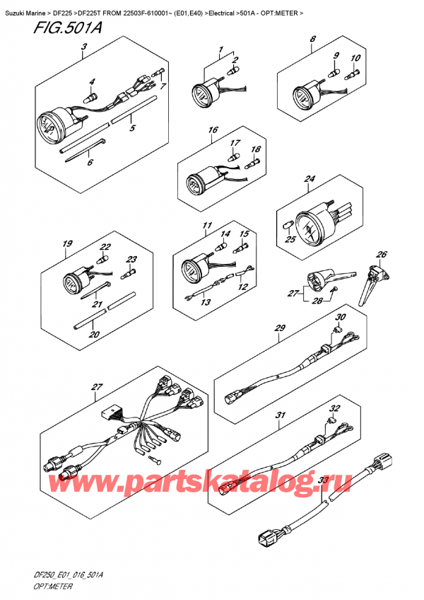  ,    , Suzuki DF225T X/XX FROM 22503F-610001~ (E01) , :  - Opt:meter