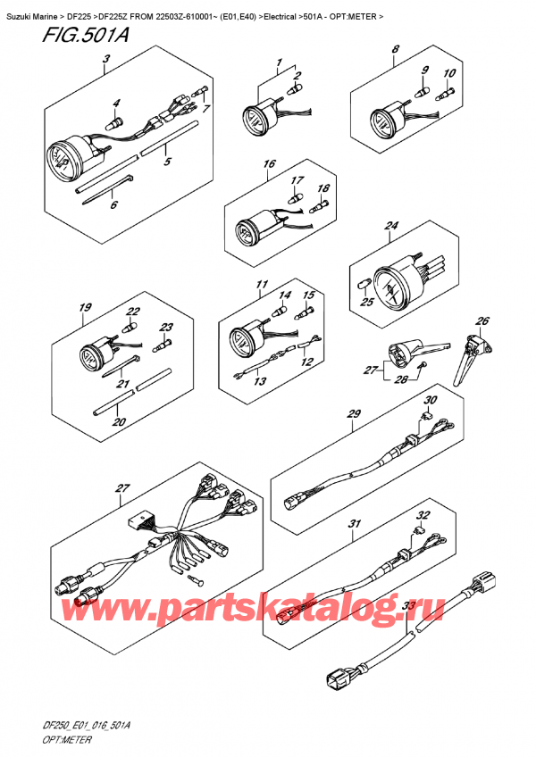  ,   , Suzuki DF225Z X/XX  FROM 22503Z-610001~ (E01) , Opt:meter