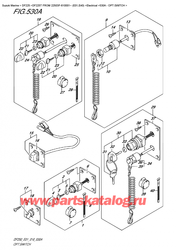  ,   , Suzuki DF225T X/XX FROM 22503F-610001~ (E01) , :  / Opt:switch