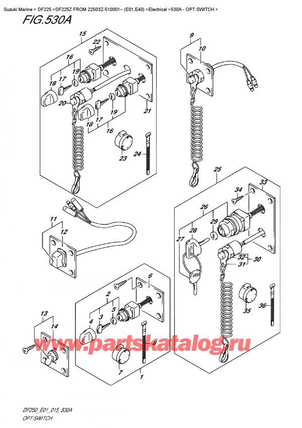  ,   , Suzuki DF225Z X / XX FROM 22503Z-510001~ (E01), Opt:switch - : 