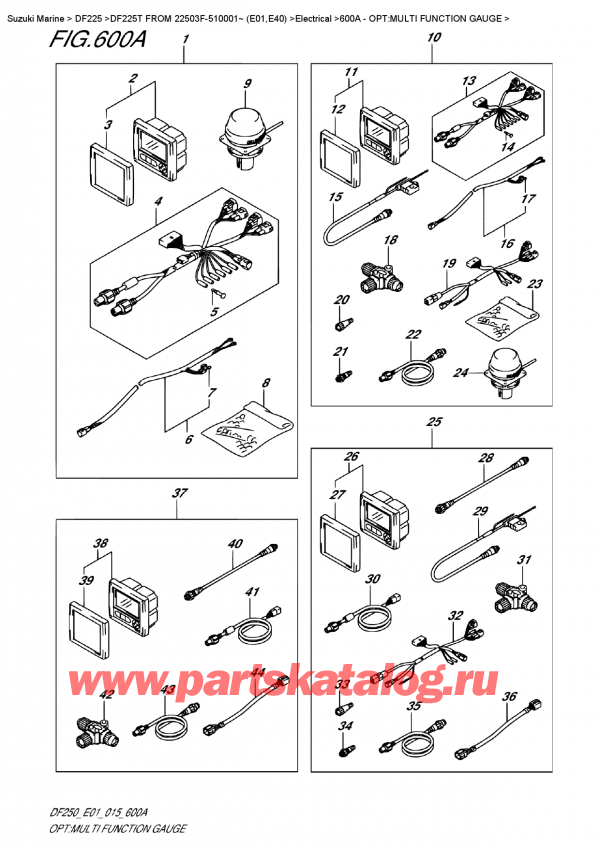   ,    , Suzuki DF225T X / XX FROM 22503F-510001~ (E01), : multi Function Gauge