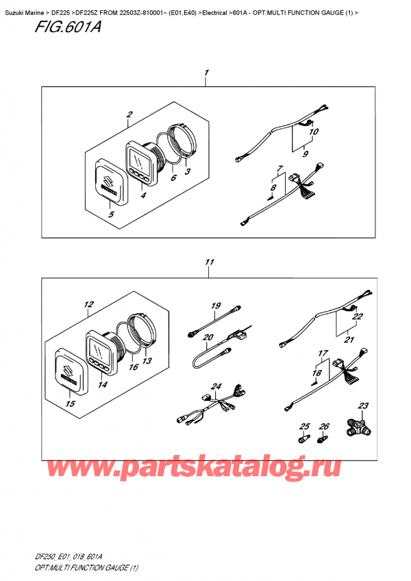  ,   , Suzuki DF225Z X/XX FROM 22503Z-810001~ (E01), Opt:multi  Function  Gauge  (1) - : multi Function Gauge (1)