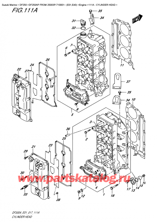  ,   , SUZUKI DF250AP X / XX FROM 25003P-710001~ (E01), Cylinder Head /   