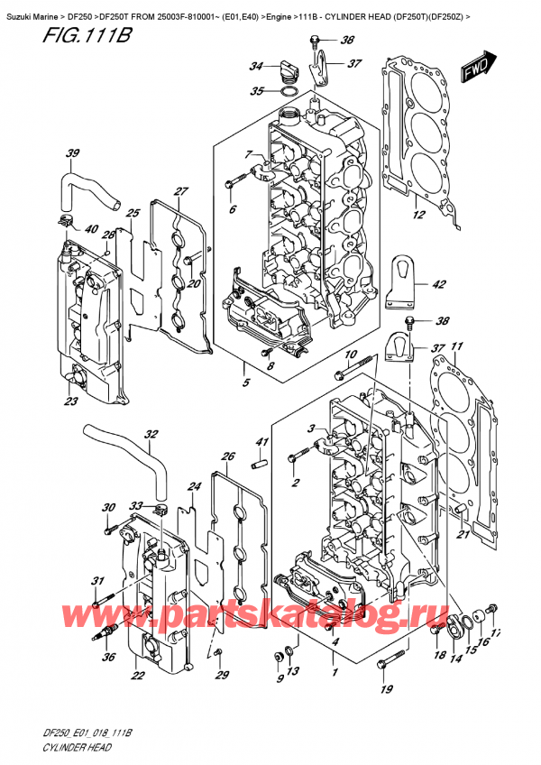 ,   ,  DF250T X / XX FROM 25003F-810001~ (E01)  2018 ,    (Df250T) (Df250Z) - Cylinder Head  (Df250T)(Df250Z)