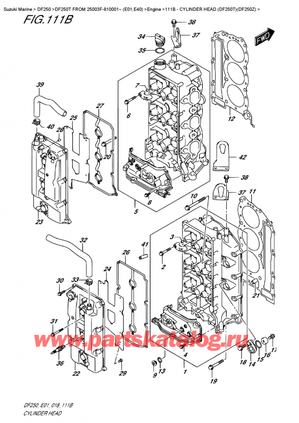   ,   , SUZUKI DF250T X / XX FROM 25003F-810001~ (E01)  2018 ,    (Df250T) (Df250Z) / Cylinder Head  (Df250T)(Df250Z)