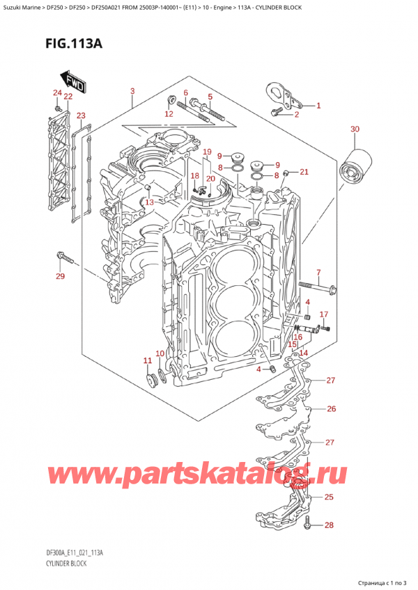  ,   , SUZUKI Suzuki DF250AP X / XX FROM 25003P-140001~  (E11 021), Cylinder Block