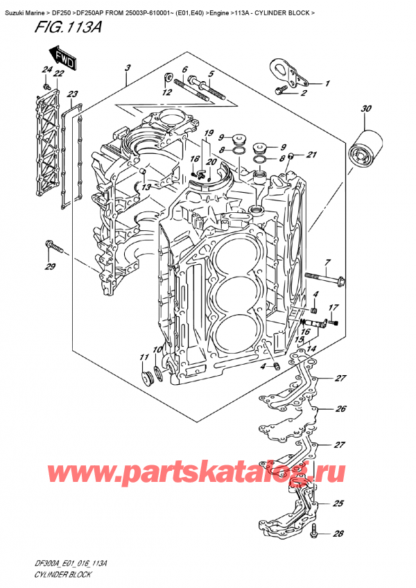  ,   , Suzuki DF250AP L/X FROM 25003P-610001~ (E01)  , Cylinder Block -  