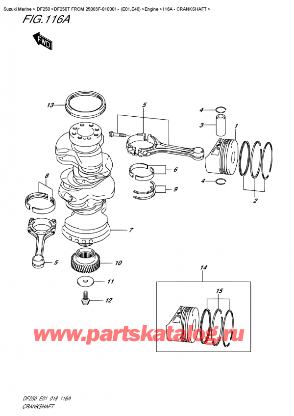 ������������ ��������, �� ��������� ���������, ������ DF250T X / XX FROM 25003F-810001~ (E01), �������� - Crankshaft