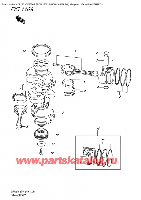   , , Suzuki DF250AP X / XX FROM 25003P-810001~ (E01), Crankshaft