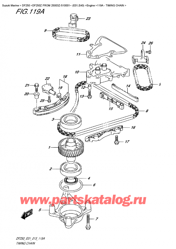 ������ ������������ ��������, �� �������� ��������� �����, Suzuki DF250Z X/XX FROM 25003Z-510001~ (E01) ������ 2015 ����, �������������� ���� - Timing Chain