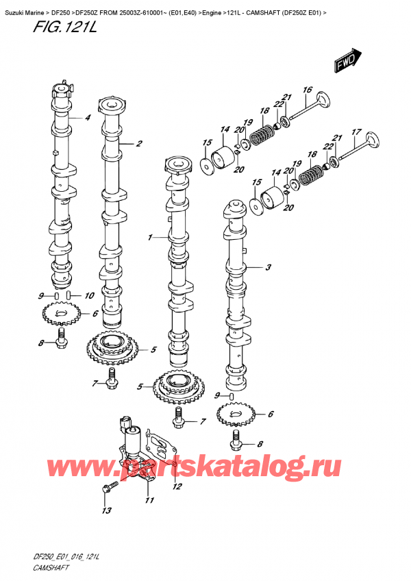 �������������, �� ��������� ���������, Suzuki DF250Z X/XX FROM 25003Z-610001~ (E01) ������ 2016 ����, ����������������� ��� (Df250Z E01) - Camshaft (Df250Z  E01)