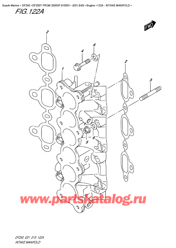 ����� ��������, �� ��������� �����, Suzuki DF250T X / XX FROM 25003F-910001~ (E01), Intake Manifold - �������� ���������