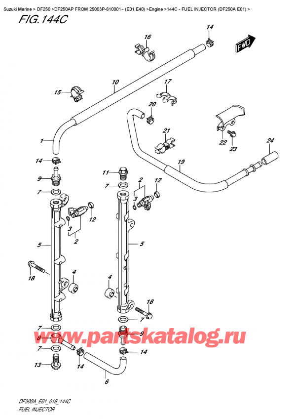 ������ ��������, �� ��������� ���������, Suzuki DF250AP L/X FROM 25003P-610001~ (E01)   ������ 2016 ����, ��������� �������� (Df250A E01)