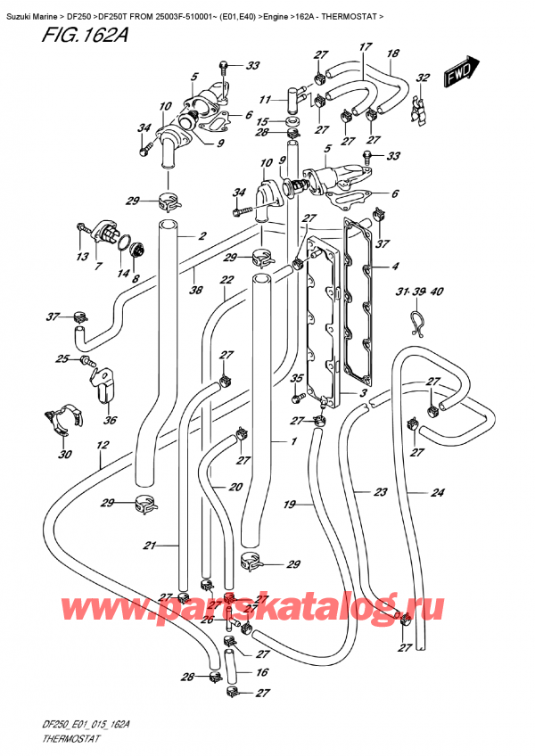 ����� ��������, �� ���������, SUZUKI DF250T X/XX FROM 25003F-510001~ (E01) ������ 2015 ����, ��������� - Thermostat