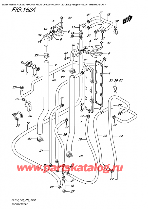 �������������, �� ��������� �������� �����, Suzuki DF250T X / XX FROM 25003F-910001~ (E01), Thermostat
