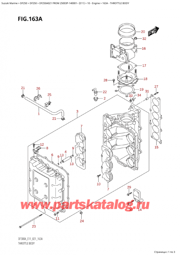  ,   ,  Suzuki DF250AP X / XX FROM 25003P-140001~  (E11 021), Throttle Body