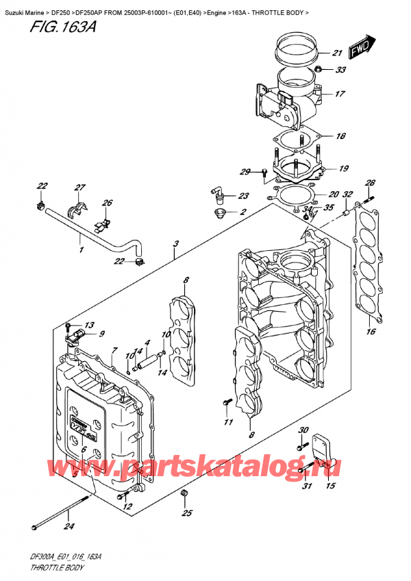  ,   ,  DF250AP L/X FROM 25003P-610001~ (E01)    2016 , Throttle Body