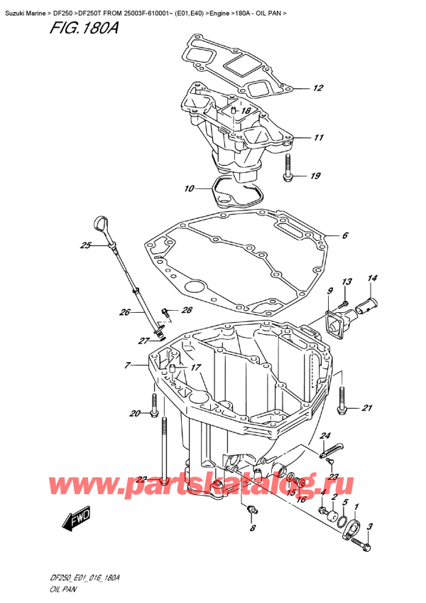  , , SUZUKI DF250T X / XX FROM 25003F-610001~ (E01) , Oil  Pan -  