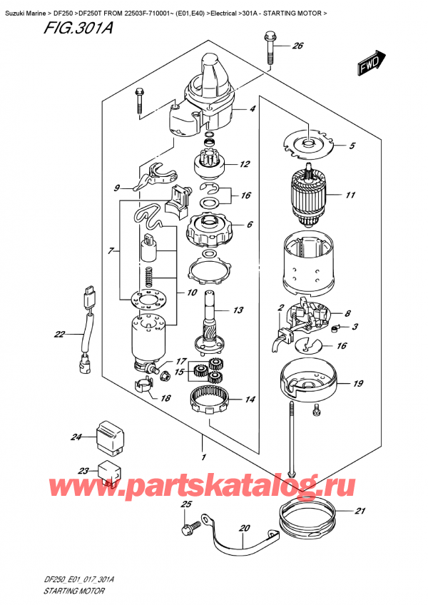  ,   , Suzuki DF250T X/XX FROM 25003F-710001~ (E01)  2017 , Starting Motor /  