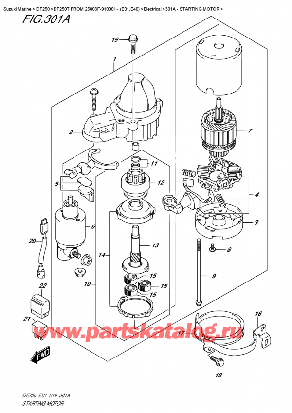  ,   , Suzuki DF250T X / XX FROM 25003F-910001~ (E01)  2019 , Starting Motor -  