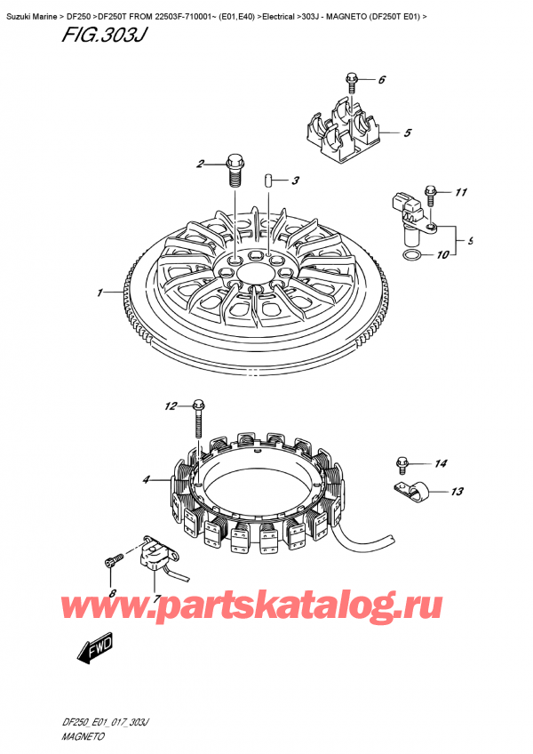 ������������ ��������, �� ��������� ���������, SUZUKI DF250T X/XX FROM 25003F-710001~ (E01), ������� (Df250T E01) / Magneto (Df250T  E01)