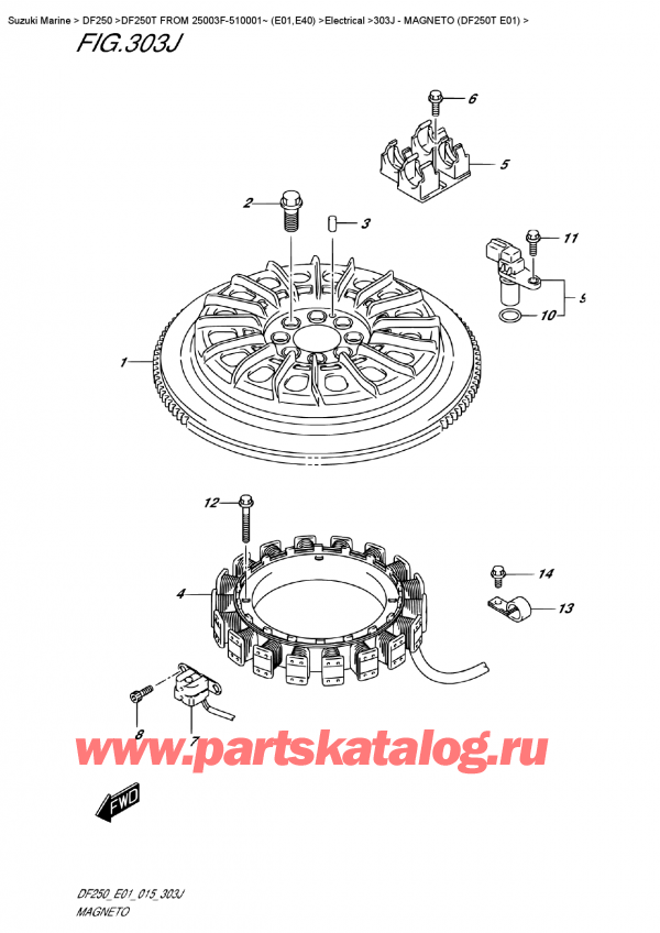  ,    , Suzuki DF250T X/XX FROM 25003F-510001~ (E01)  2015 , Magneto (Df250T  E01) /  (Df250T E01)