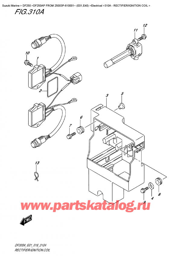 �������������, �� ��������� �������� �����, SUZUKI DF250AP L/X FROM 25003P-610001~ (E01)   ������ 2016 ����, Rectifier/ignition Coil - ����������� / ������� ���������