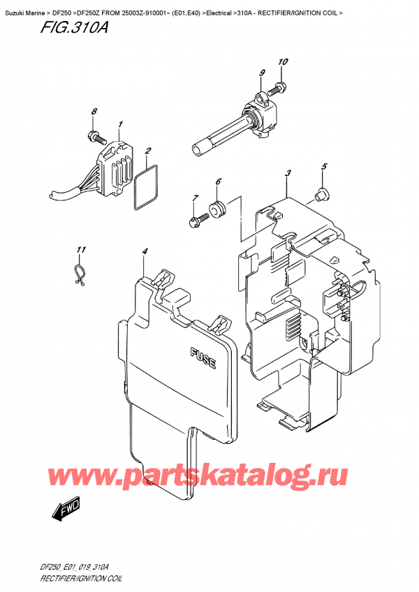 ������ ��������, �� ���������, Suzuki DF250Z X / XX FROM 25003Z-910001~ (E0) ������ 2019 ����, ����������� / ������� ���������