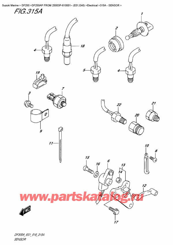  , , Suzuki DF250AP L/X FROM 25003P-610001~ (E01)    2016 , Sensor / 