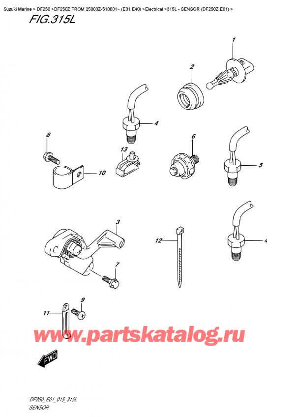   ,   , SUZUKI DF250Z X/XX FROM 25003Z-510001~ (E01), Sensor (Df250Z  E01)