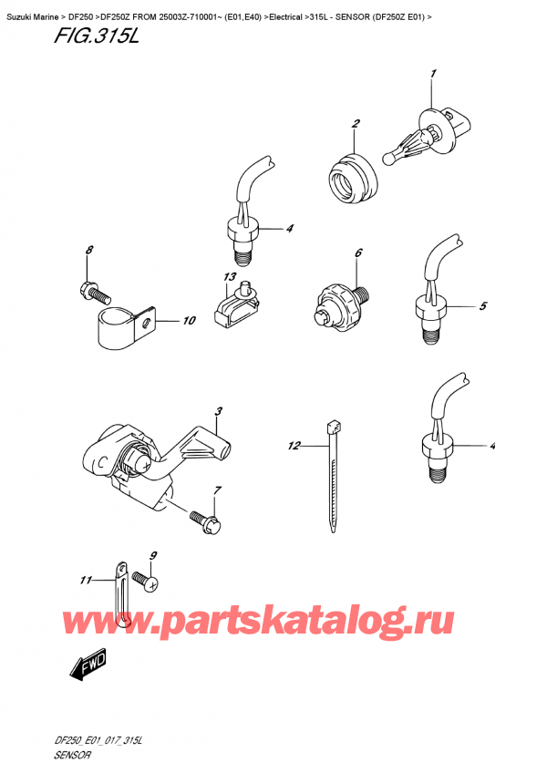  ,   , Suzuki DF250Z X / XX FROM 25003Z-710001~ (E01,E40),  (Df250Z E01) - Sensor (Df250Z E01)