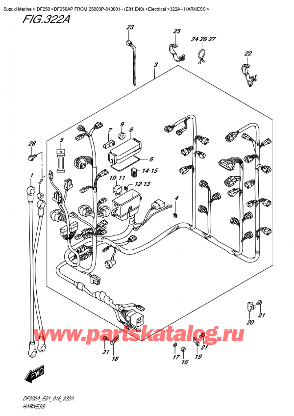  ,   , Suzuki DF250AP L/X FROM 25003P-610001~ (E01)    2016 , Harness /  