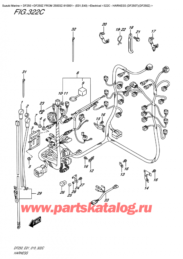 ��������� ������������ ��������, �� �������� �����, Suzuki DF250Z X / XX FROM 25003Z-910001~ (E0) ������ 2019 ����, ���� �������� (Df250T) (Df250Z) - Harness (Df250T)(Df250Z)